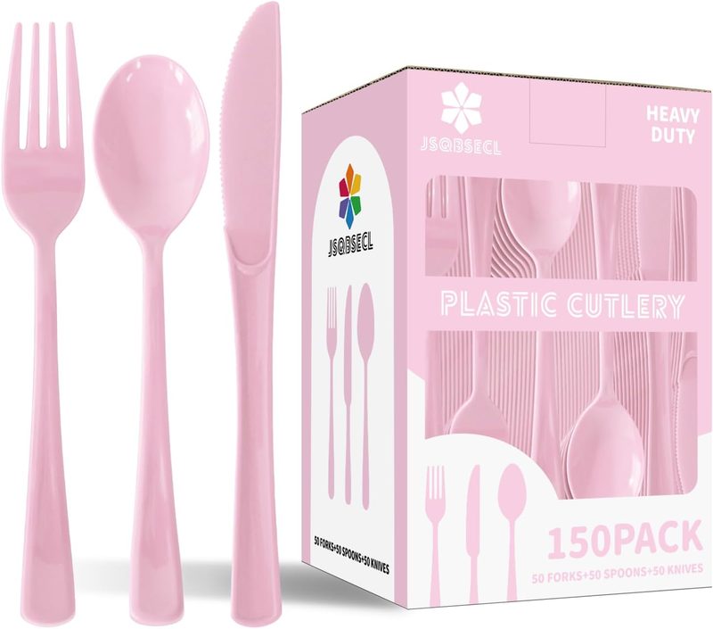 JSQBSECL Pink 150 pcs x 50/50/50 disposable tableware